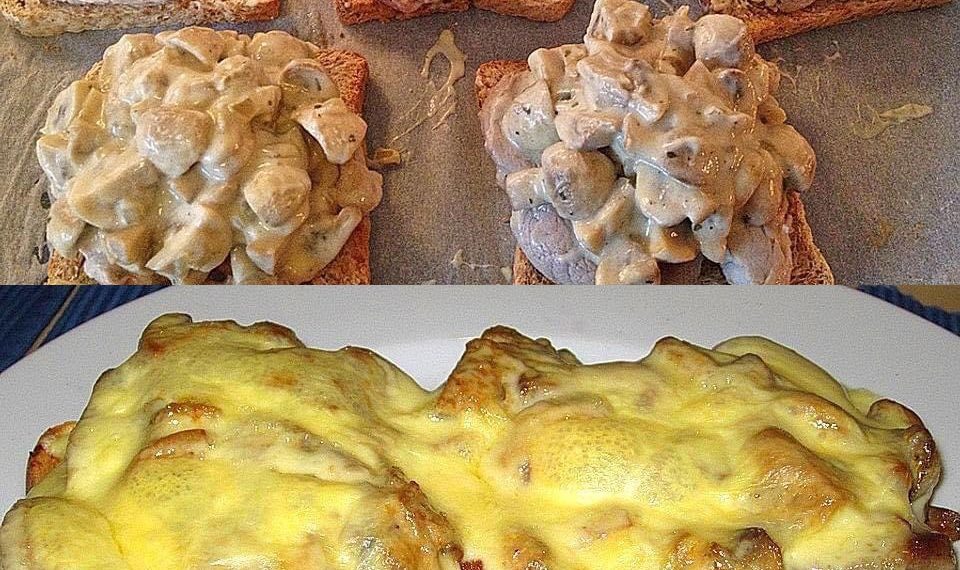 Jägertoast mit Käse überbacken, zum Sattessen – megalecker und so einfach zubereitet