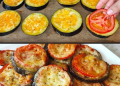 Auberginentörtchen mit Tomaten und Käse