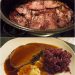 Sauerbraten mit Rotkohl und Kartoffelklößen