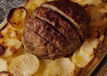 Hackbraten mit Kartoffeln in Sahne