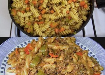 Curryrahm Nudeln mit Hackfleisch