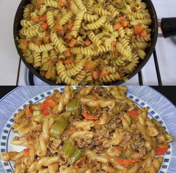 Curryrahm Nudeln mit Hackfleisch