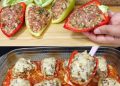 Omas Ofenpaprika gefüllt mit Hackfleisch, schmeckt wahnsinnig lecker!