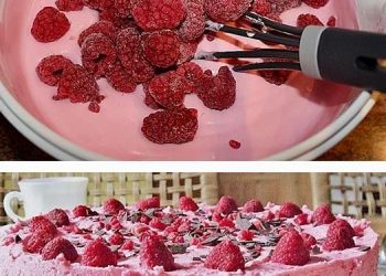 Traumhafter Blechkuchen mit Himbeeren und Quark, LECKER SCHMECKER!