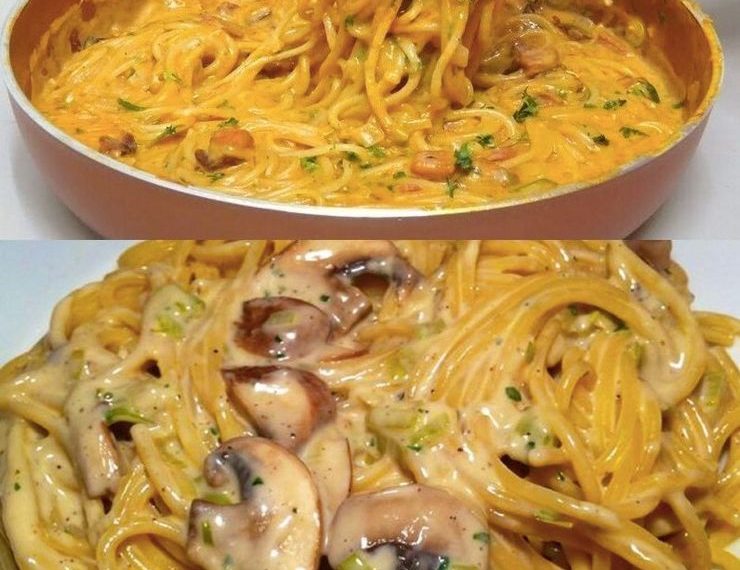 champignons Spaghetti aus der Pfanne, schneller weg als man gucken kann 