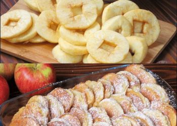 Gebackene Apfelringe in 5 MInuten in Pfanne gebacken