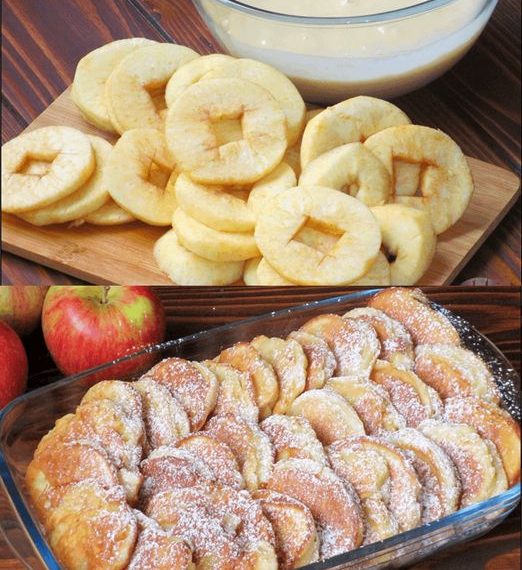 Gebackene Apfelringe in 5 MInuten in Pfanne gebacken