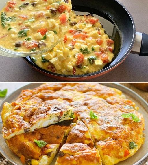 Griechisches Omelett: das Rezept für den zweiten Gang mit Feta, Kirschtomaten und Oliven