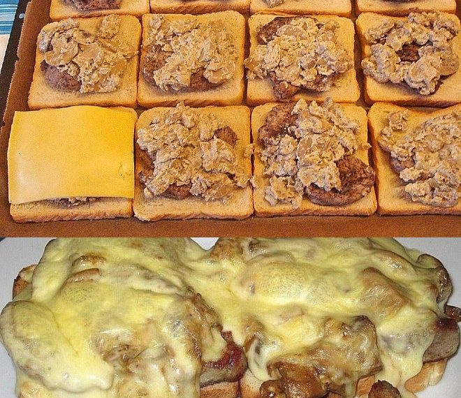 Jägertoast mit Käse überbacken, zum Sattessen !