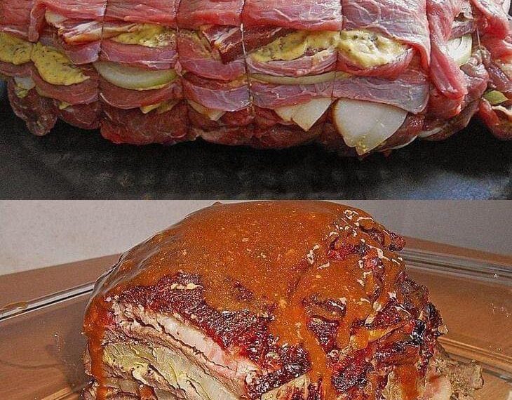 Schichtbraten in Senfsauce