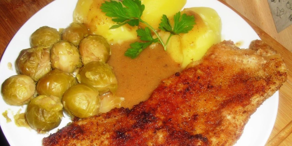 Schnitzel mit Rosenkohl