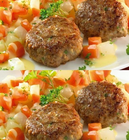 Frikadellen mit lecker Kohlrabi-Karotten-Gemüse