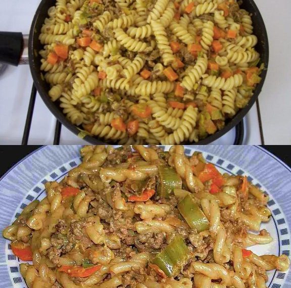 Curryrahm Nudeln mit Hackfleisch, am nächsten Tag schmeckt es noch besser