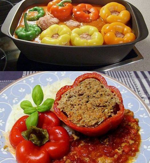 Gefüllte Paprika mit einer würzigen Soße