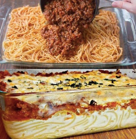 Spaghetti Auflauf mit Hackfleisch, Mhmm ich liebe dieses Essen