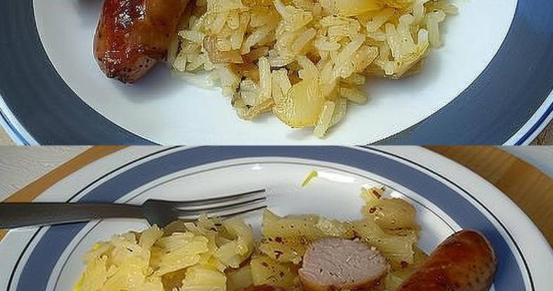 Bratwurst mit Sauerkraut und Kartoffeln