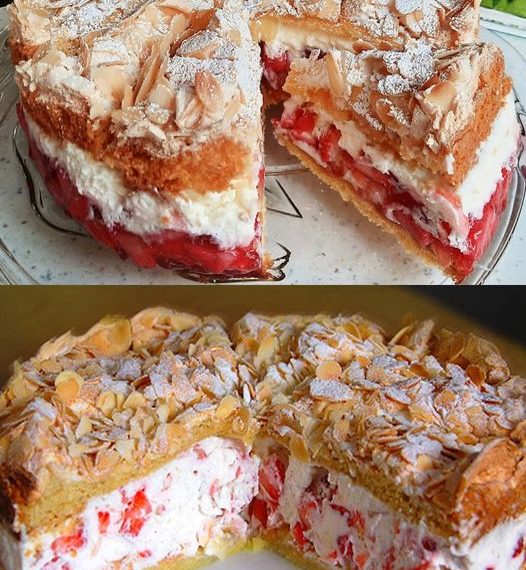 Schneemousse-Erdbeertorte