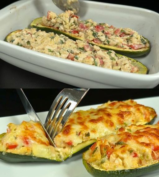 Gefüllte Zucchini-Boote