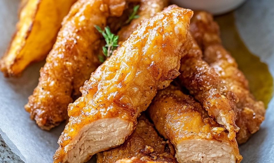 Hähnchen fleisch mit teigmantel