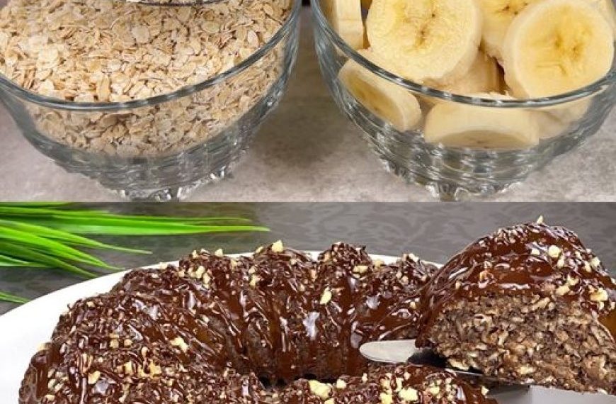 Bananen-Haferflocken-Schokoladenkuchen mit Walnüssen