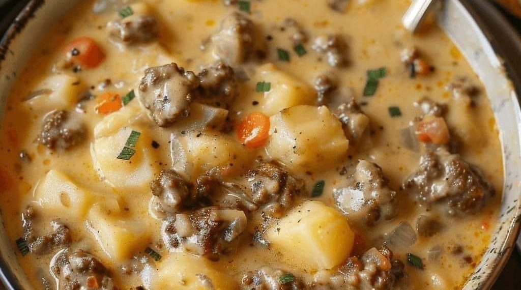 Hamburger Suppe mit 500g Hackfleisch macht lange satt, schnell zubereitet!