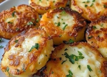 Gebackene Kartoffelscheiben mit Käse: