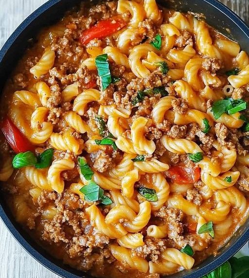 Curryrahm Nudeln mit Hackfleisch in 15 Minuten zubereitet