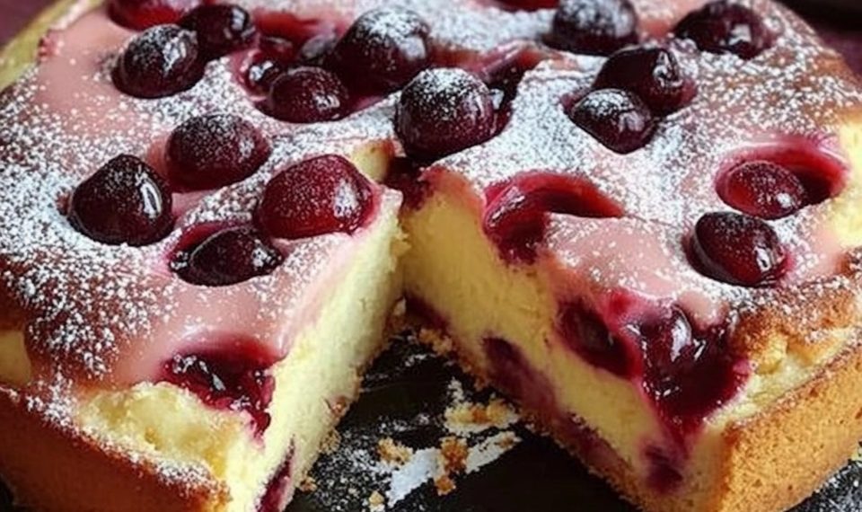 Kirschkuchen mit Vanillepudding