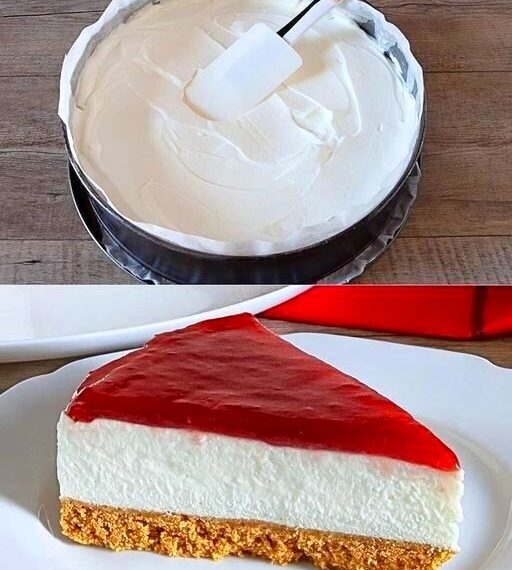 Philadelphiatorte mit Himbeeren mit einen Keksboden ohne Backen