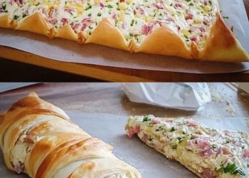 Flammkuchenrolle mit 1 Rolle Blätterteig & 1 Packung Frischkäse