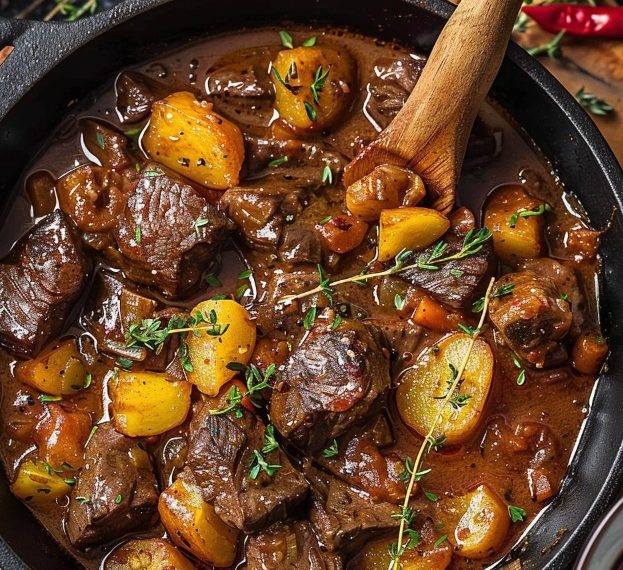 Herzhafter Hausgemachter Rindereintopf mit Wurzelgemüse