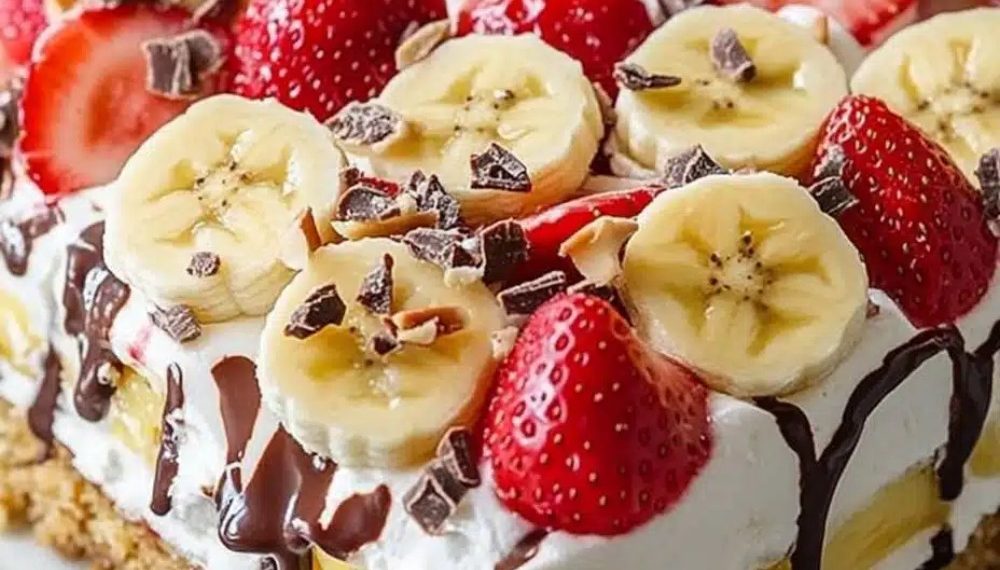 Bananensplit Torte ohne backen mit 500g Frischkäse