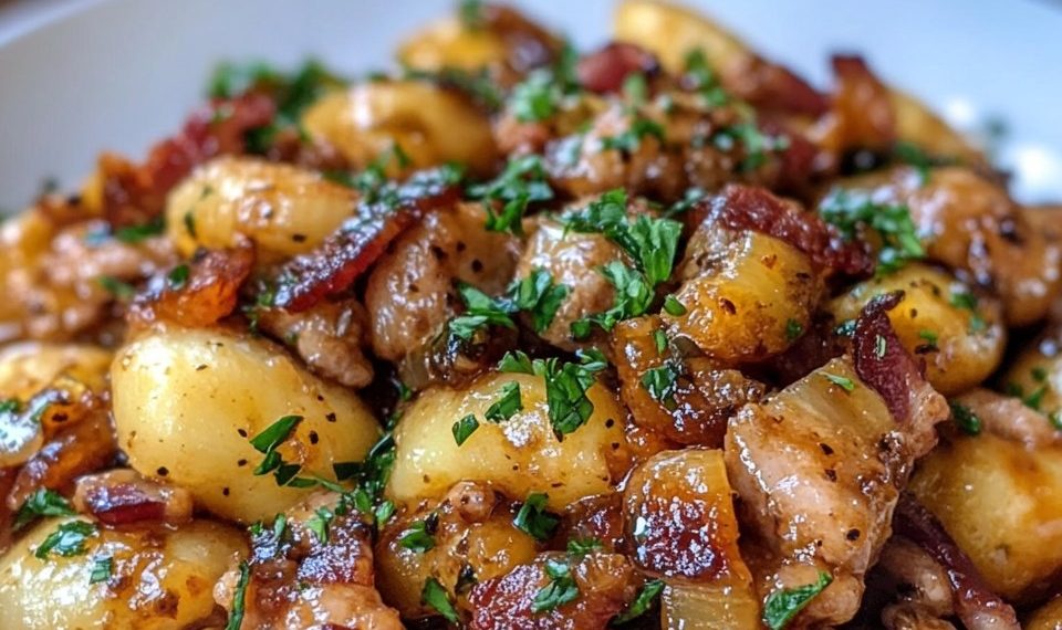 Gourmet-Hack-Sauerkraut-Pfanne mit Schupfnudeln 