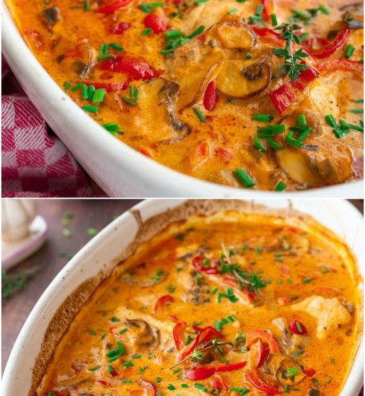 Schlemmer-Hähnchen in Paprika-Rahm-Soße