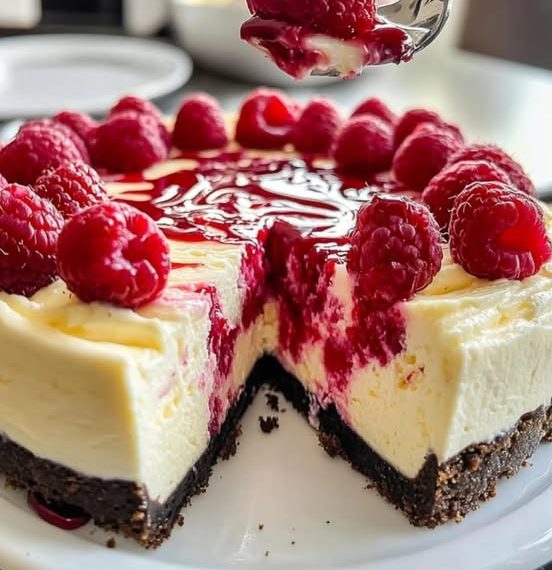 Weiße Schokolade Himbeer Käsekuchen 🍰
