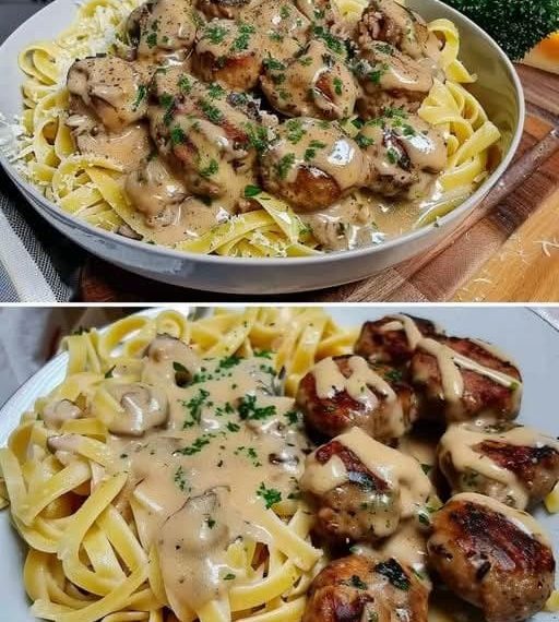 Unbeschreiblich lecker, Tagliatelle mit Pilzsoße und Hackbällchen