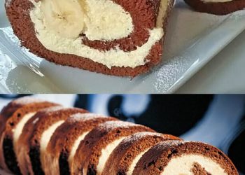 Wer einmal probiert, will keine andere mehr, Biskuitrolle mit Bananen