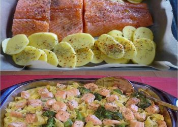 Lachs auf Spinat aus dem Backofen