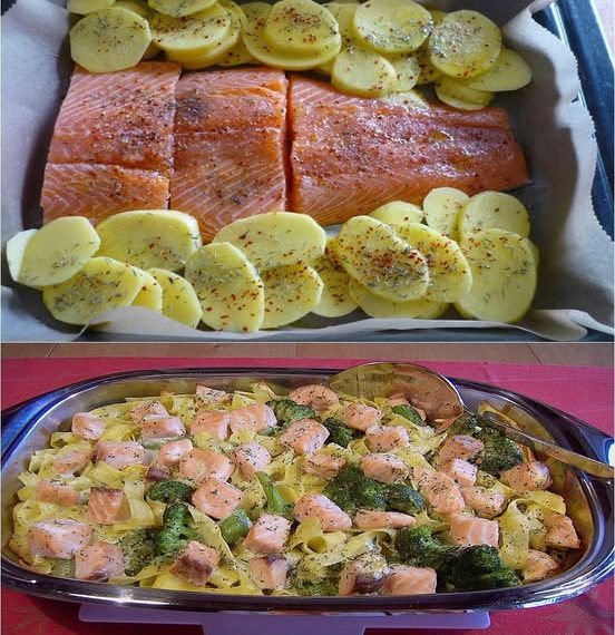 Lachs auf Spinat aus dem Backofen
