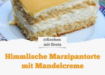 Diese himmlische Marzipantorte mit zarter Mandelcreme ist ein echter Hingucker – perfekt für besondere Anlässe!