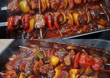 Schaschlik mit selbstgemachter Schaschliksoße
