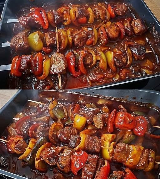 Schaschlik mit selbstgemachter Schaschliksoße