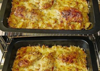 Leckeres Schnitzel mit Bratkartoffel & Gouda überbacken