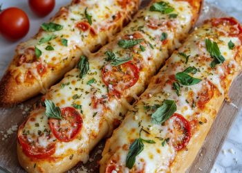 Hier ist das Rezept für Pizza-Baguettes – knusprig, cheesy und perfekt zum Teilen! 