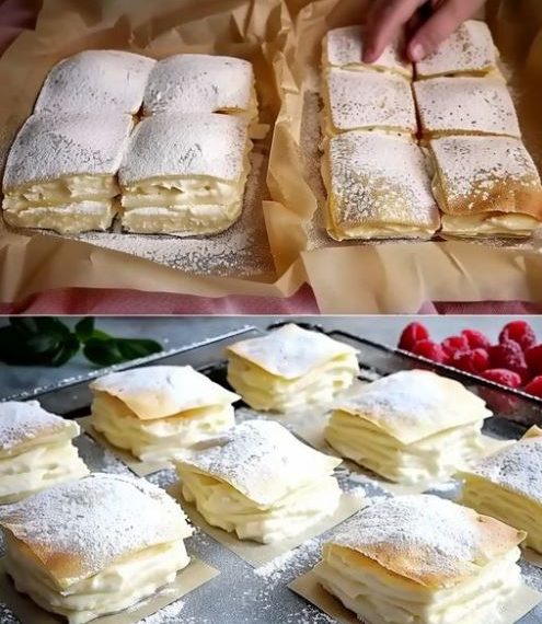 Ich nehme 4 Zutaten und bereite Vanillecremepudding im Blätterteig