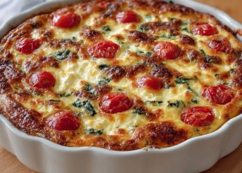 Quiche mit Blattspinat, Tomaten und Feta (ohne Boden)