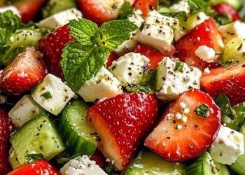 Frisch, fruchtig, fantastisch: Erdbeer-Gurkensalat mit Minze & Feta!
