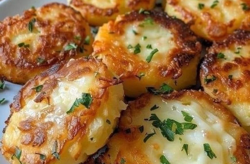 Gebackene Kartoffelscheiben mit Käse: