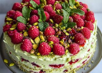 Pistazien Himbeer Torte mit Mascarpone Creme