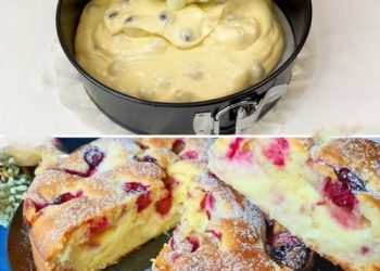 Blitz Kirschkuchen mit Vanillepudding, schmilzt im Mund